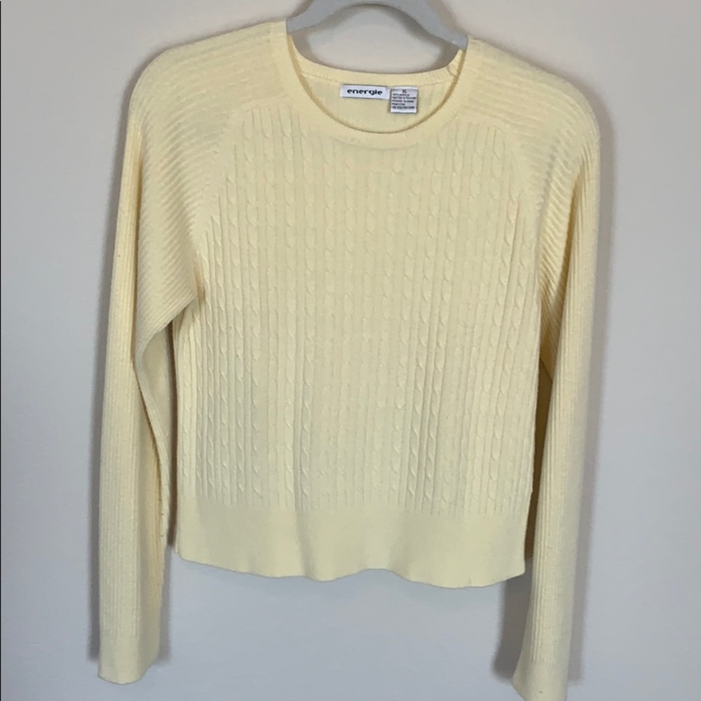 Ladies fine cable knit, lightweight sweater.